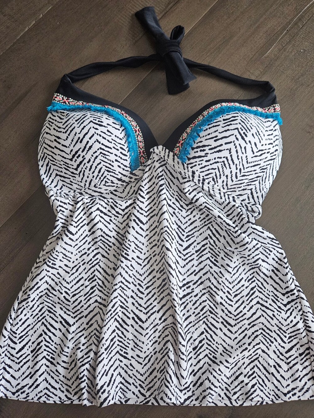 Arizona Jeans Co Women Halter Push-Up Tankini Swimwear Juniors Large NWOT